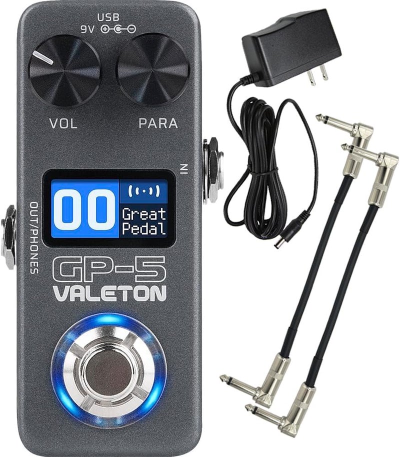 Tonebird Valeton GP-5 Compact Multi-Effects Processor Pedal - SnapTone Plus IR Loader, 100+ Effects, Bluetooth, USB Audio Interface Built-In Chromatic Tuner Copy with 9V Power Supply Patch Bundle - Image 1
